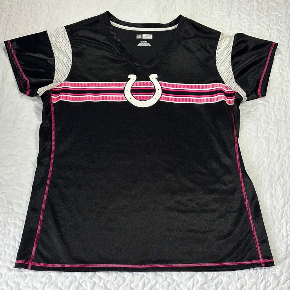 NFL Indianapolis Colts Black Pink Fitted Graphic Jersey size xl